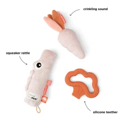 Done by Deer Bideringe Og Rangler|Aktivitetslegetøj>Baby aktivitetslegetøj 3 stk. - Croco - Pudder