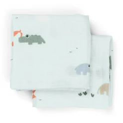 Done by Deer Stofbleer & Svøb>Burp cloth 2-pack - Playground - Blue Blå