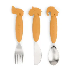 Done by Deer Bestik|Service>Easy-grip bestiksæt - Deer friends - Mustard