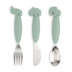 Done by Deer Bestik|Service>Easy-grip bestiksæt - Deer friends - Grøn