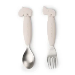 Done by Deer Bestik|Service>Easy-grip ske- og gaffelsæt - Deer friends - Sand