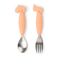 Done by Deer Bestik|Service>Easy-grip ske- og gaffelsæt - Deer friends - Koral