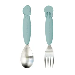 Done by Deer Bestik|Service>Easy-grip ske- og gaffelsæt - Sea Friends - Blå