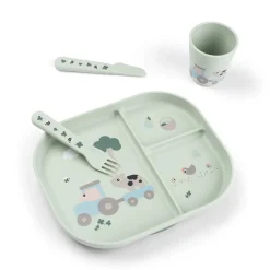 Done by Deer Spisesæt|Service>Foodie spisesæt m/sugekop Tiny farm Grøn