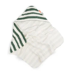 Done by Deer Bad Tid & Indretning>Håndklæde m/ hætte - Stripes - Grøn