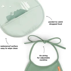 Done by Deer Hagesmække>Lille hagesmæk med lomme 2-pak - Croco - Grøn