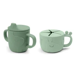 Done by Deer Service|Flasker & Kopper>Peekaboo tud/snack kop sæt - Deer friends - Grøn