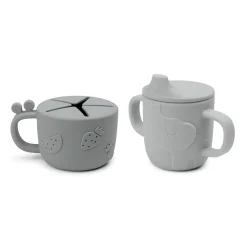 Done by Deer Service|Flasker & Kopper>Peekaboo tud/snack kop sæt - Deer friends - Grå