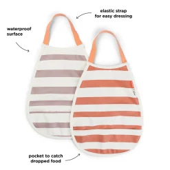 Done by Deer Hagesmække>Pull-over hagesmæk 2-pak - Striber - Papaya/Pudder