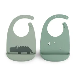 Done by Deer Hagesmække>Silikone hagesmæk 2-pak - Croco - Grøn