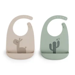 Done by Deer Hagesmække>Silikone hagesmæk 2-pak - Lalee - Sand/Grøn