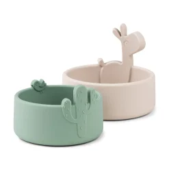 Done by Deer Spisesæt|Service>Silikone skål sæt 2 stk - Lalee - Sand/Grøn