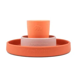 Done by Deer Spisesæt>Silikone spisesæt - Happy clouds - Papaya