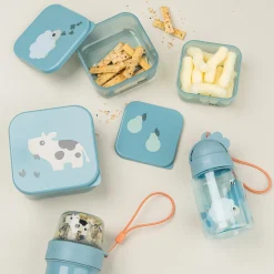 Done by Deer Snack Tid|Madopbevaring>Snack boks sæt 3 stk. - Tiny farm - Blå