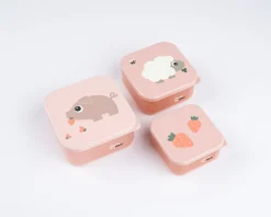 Done by Deer Snack Tid|Madopbevaring>Snack boks sæt 3 stk. - Tiny farm - Pudder