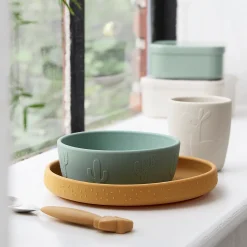 Done by Deer Spisesæt>Stick&Stay spisesæt - Lalee - Grøn/Mustard/Sand